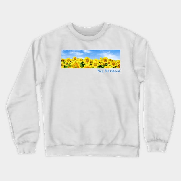 Pray For Ukraine Rectangle - Sunflower For Ukraine - Vintage Photo Sunflower Field Crewneck Sweatshirt by SayWhatYouFeel